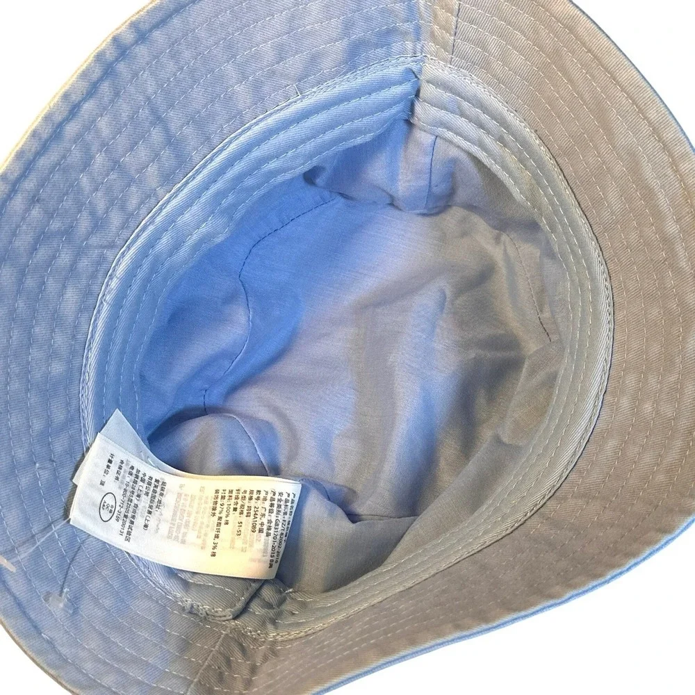 Abercrombie Bucket Hat Womens OS Light Blue Sunflower Embroidered Cotton